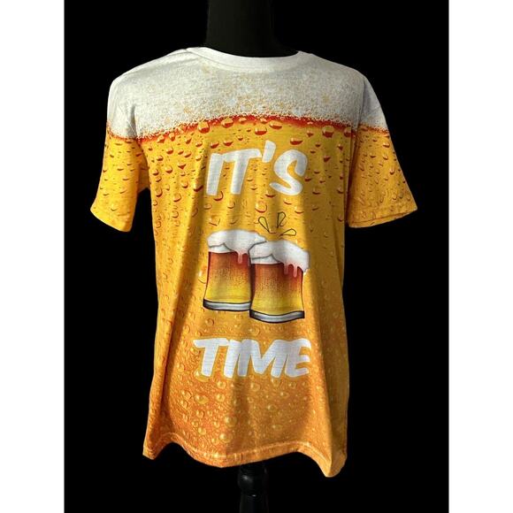" It's Beer Time" Men’s Size Small T-Shirt With Beer All Over Shirt, Novelty - Picture 1 of 5